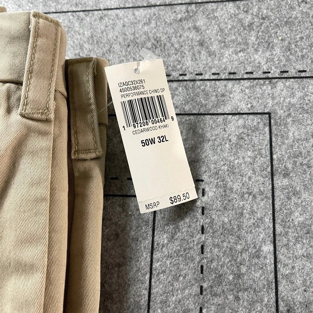 IZOD Performance Stretch‎ Big Tall Chino Pants Cedarwood Khaki 50W 32L